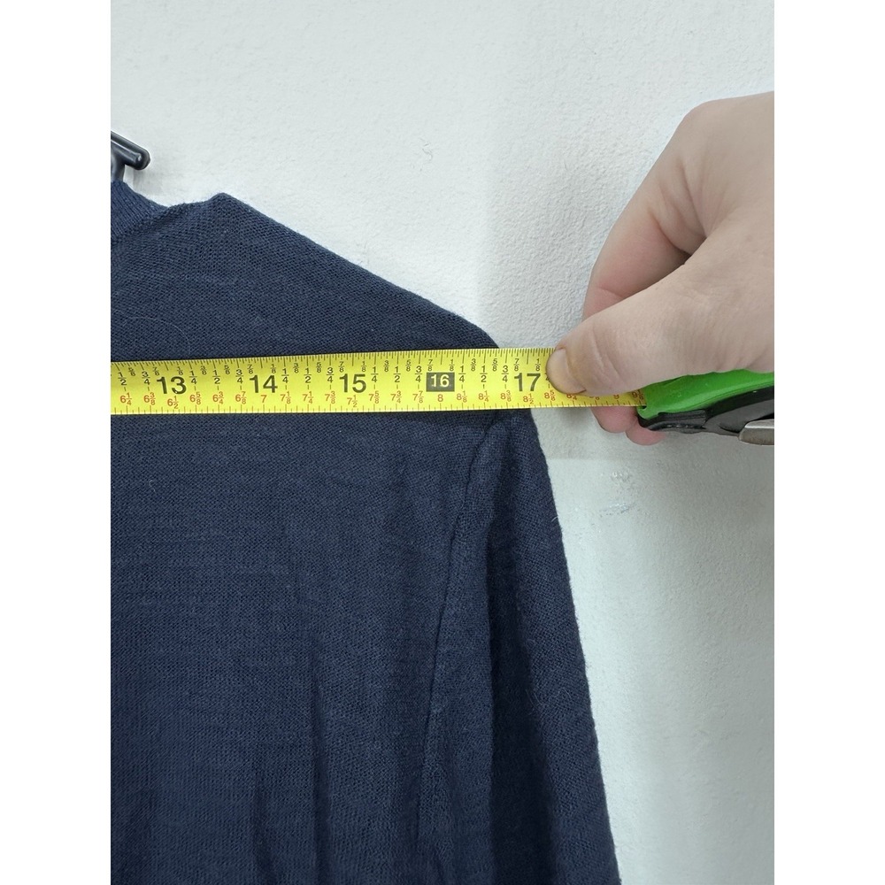 LOFT Cardigan LARGE Navy Blue 3/4 Sleeve Lightweight Button Front Sweater Office - Picture 9 of 11
